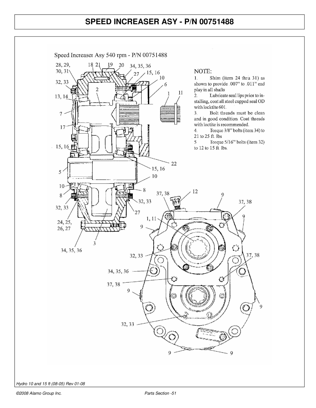 Alamo 15 manual Speed Increaser ASY P/N 