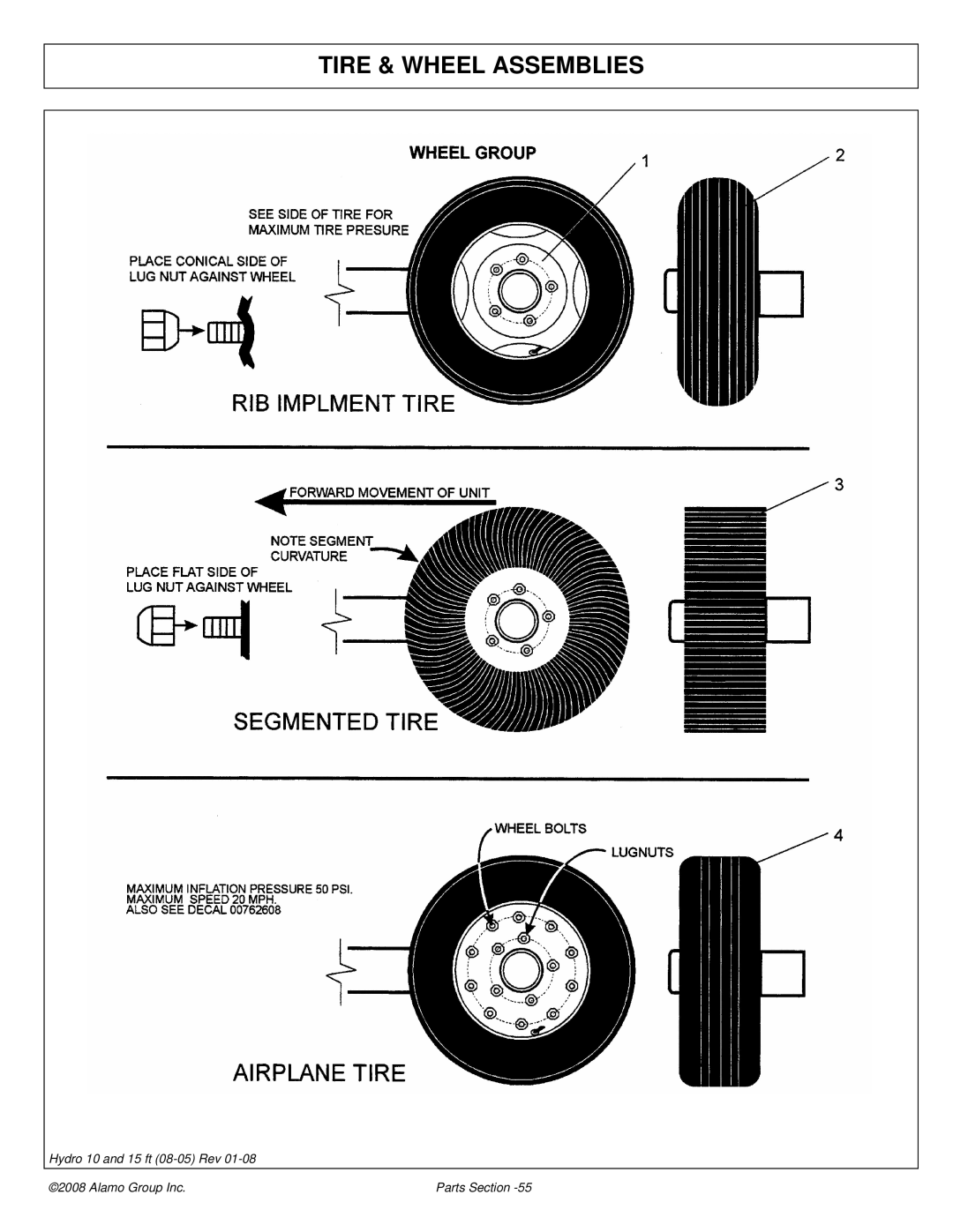 Alamo 15 manual Tire & Wheel Assemblies 