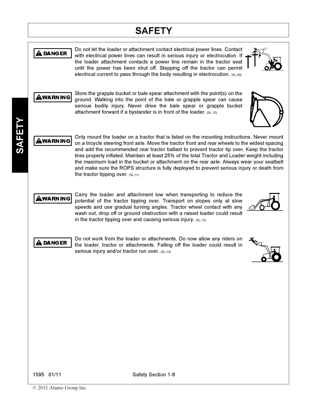 Alamo 1595 manual Safety 