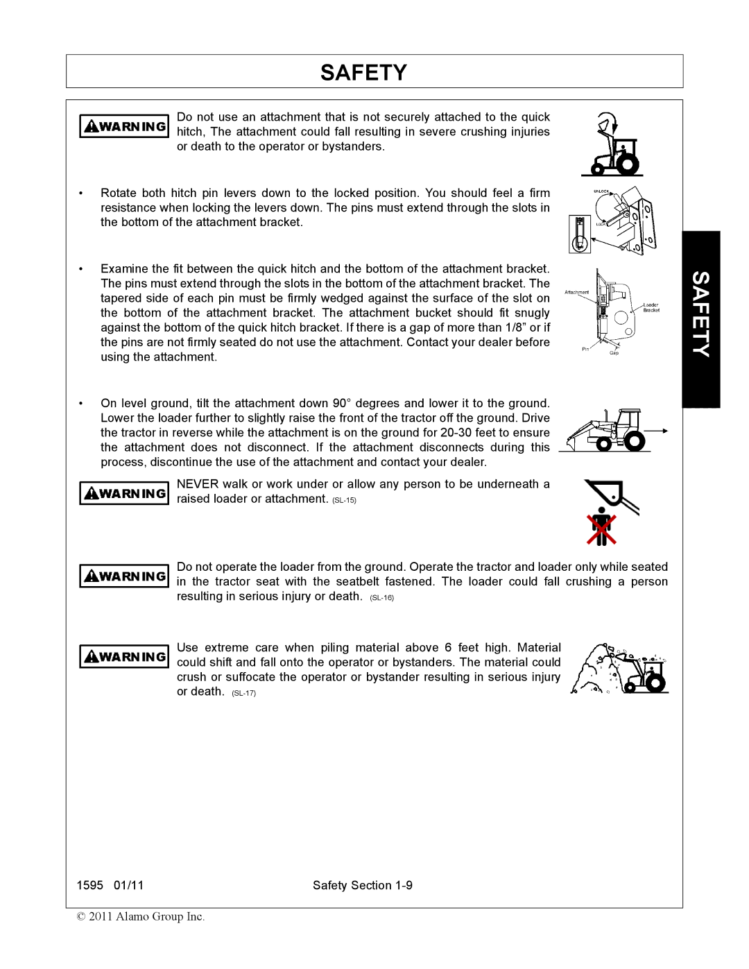 Alamo 1595 manual Safety 