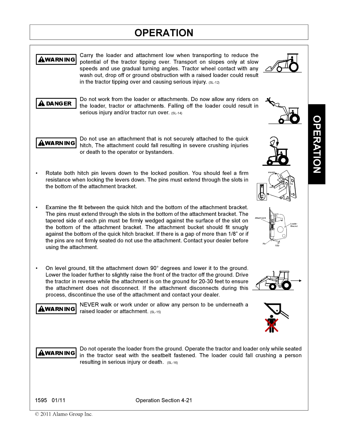 Alamo 1595 manual Operation 