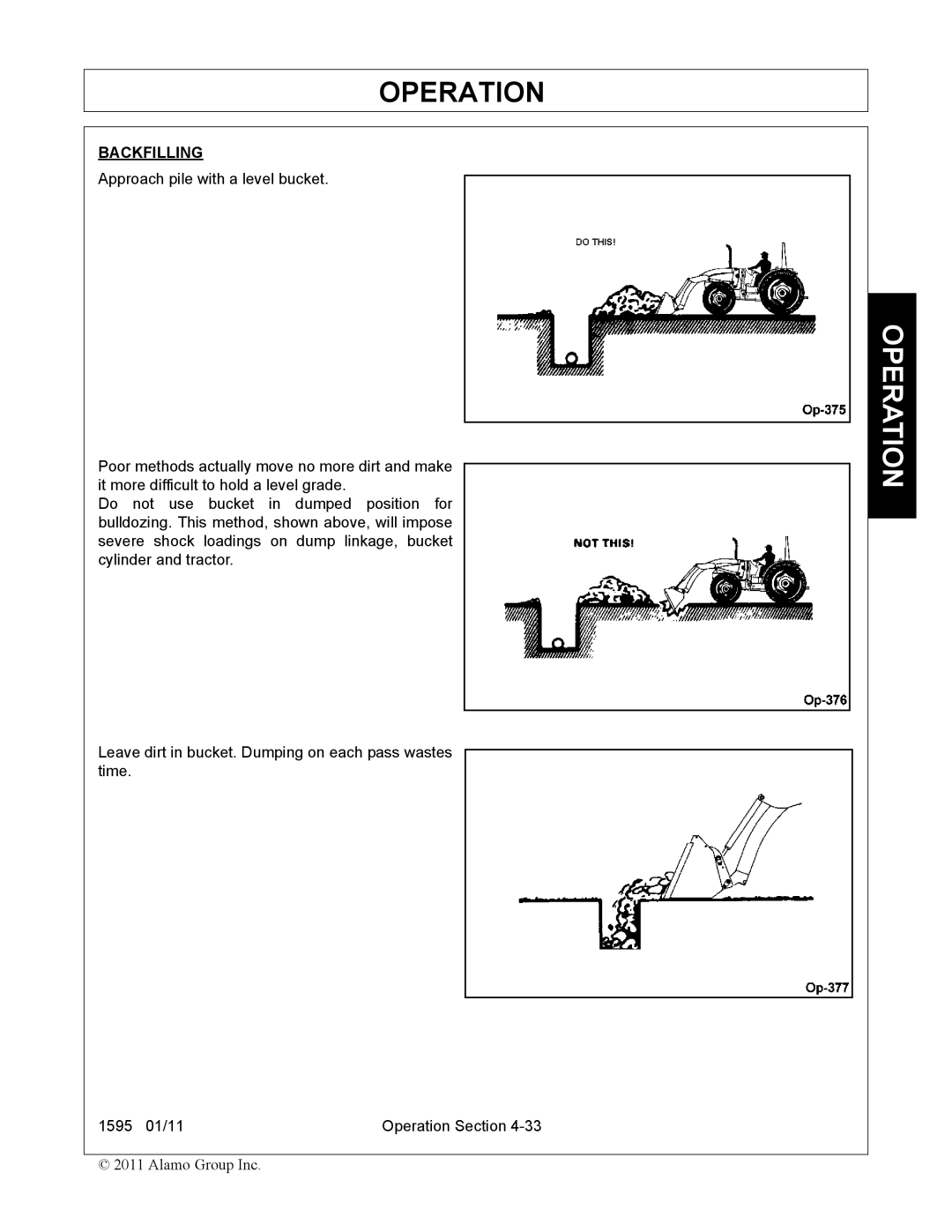 Alamo 1595 manual Backfilling 