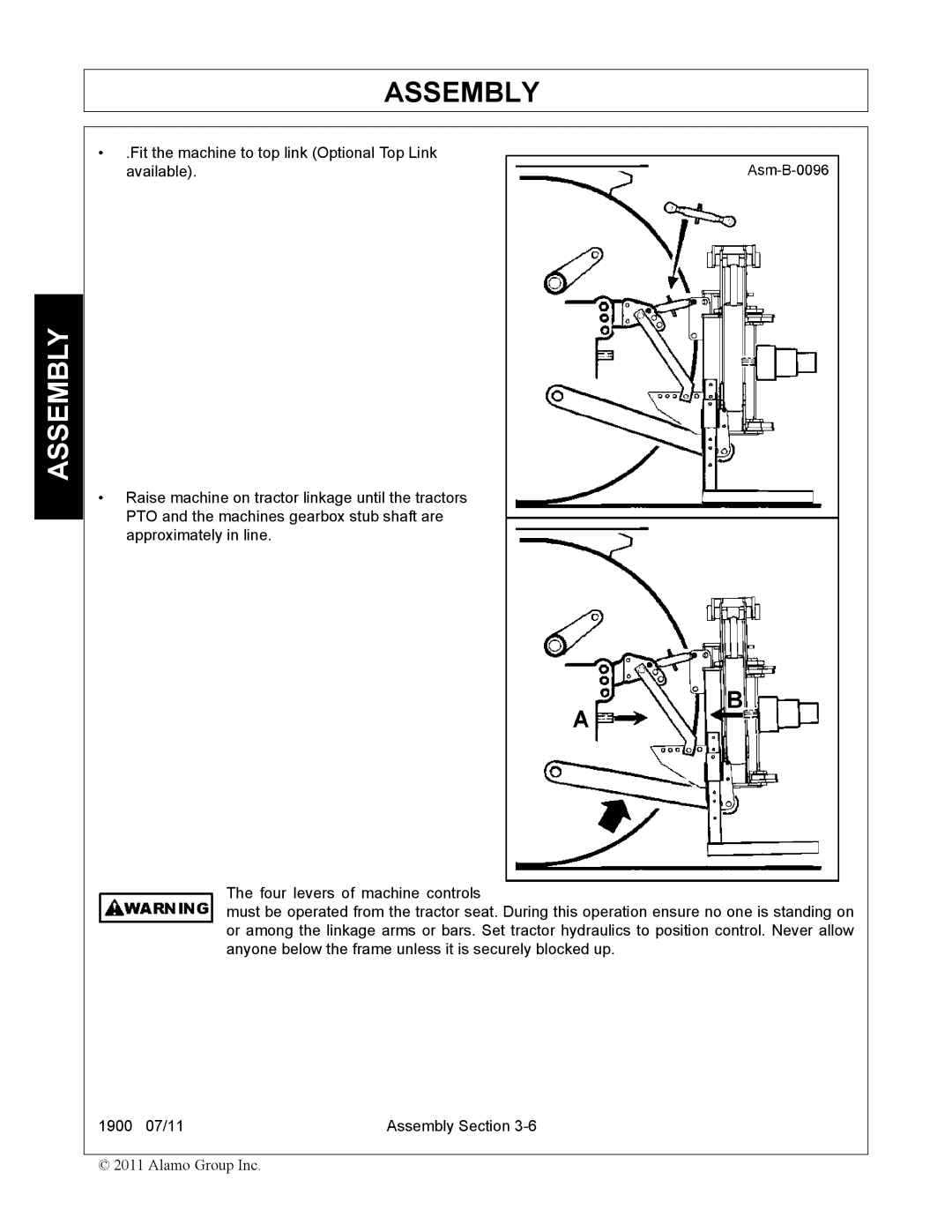 Alamo 1900 manual Assembly 