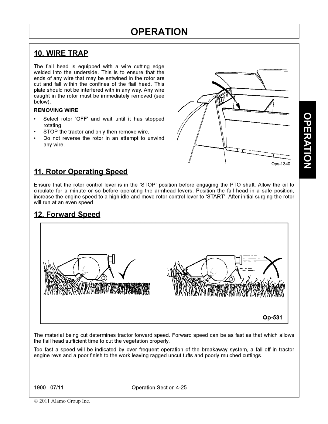 Alamo 1900 manual Wire Trap, Removing Wire 