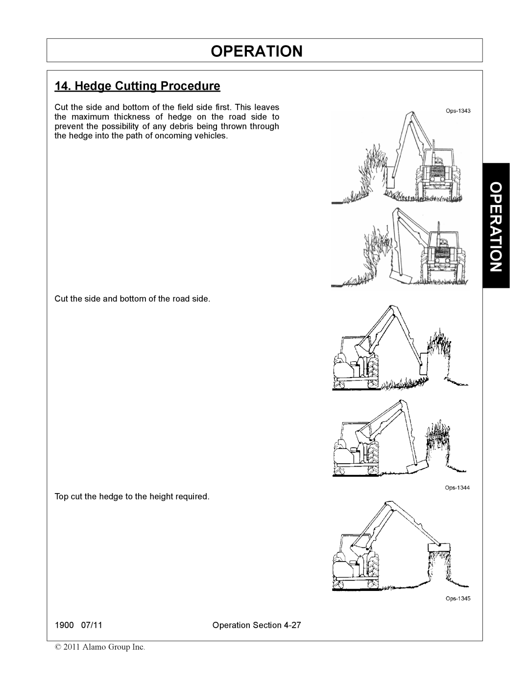 Alamo 1900 manual Hedge Cutting Procedure 