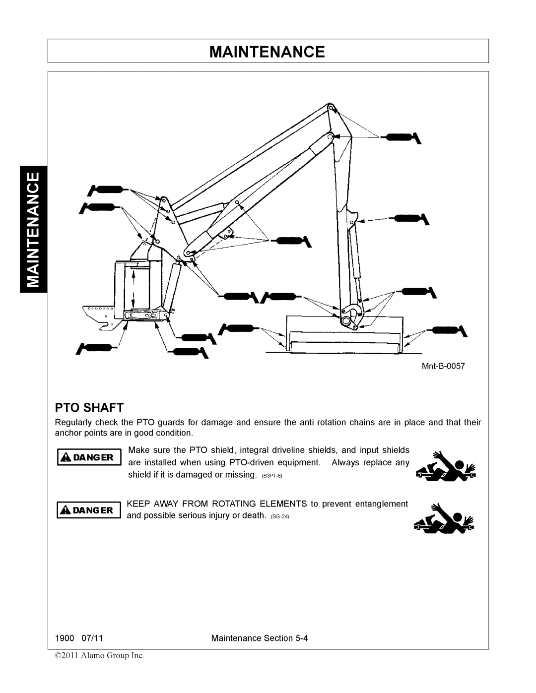 Alamo 1900 manual PTO Shaft 