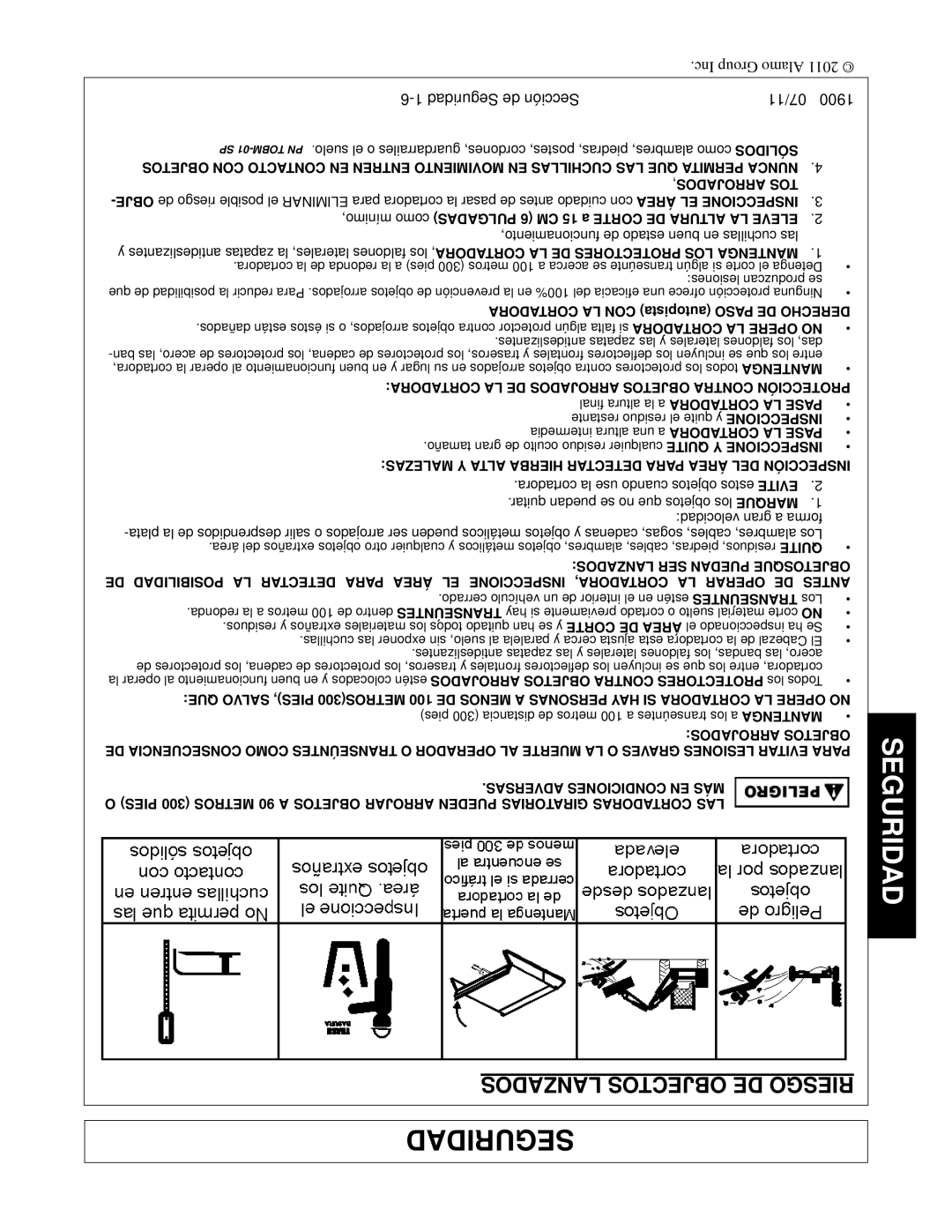 Alamo manual Lanzados Objectos DE Riesgo, Seguridad de Sección 07/11 1900 