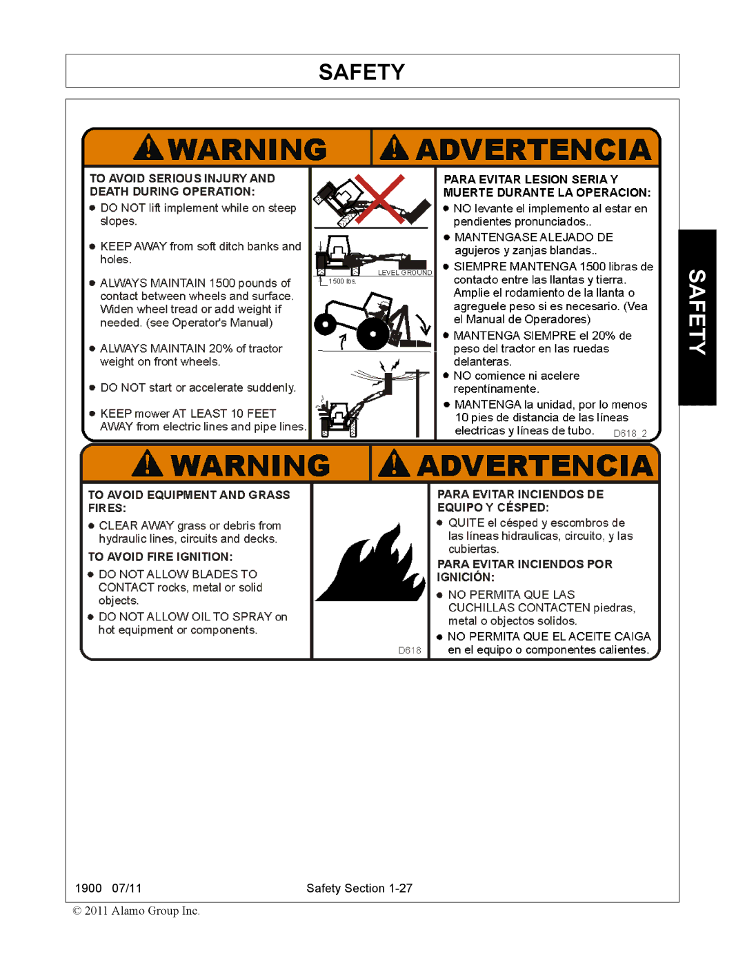 Alamo 1900 manual Safety 