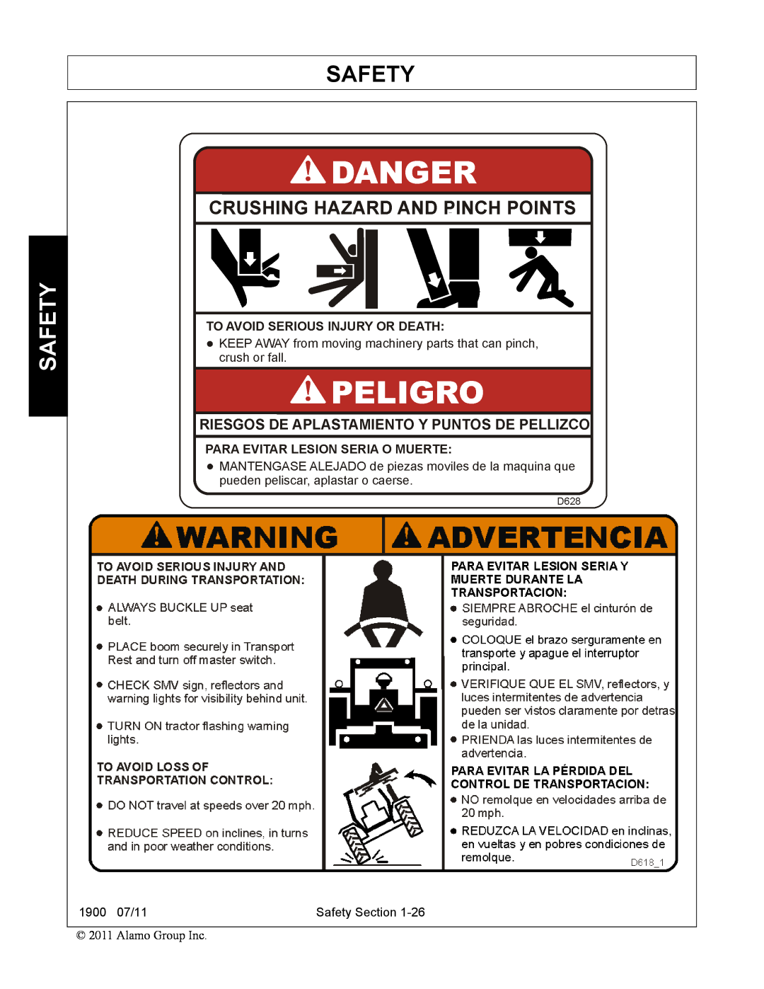 Alamo 1900 manual Safety 