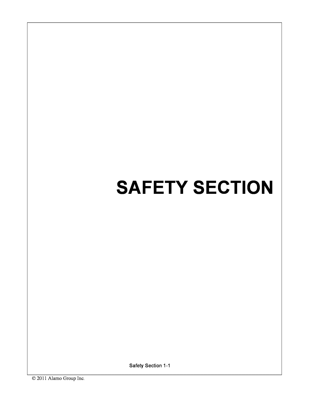 Alamo 1900 manual Safety Section 