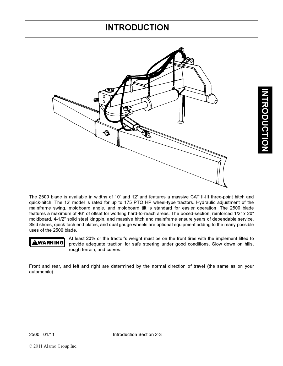 Alamo 2500 manual Introduction 