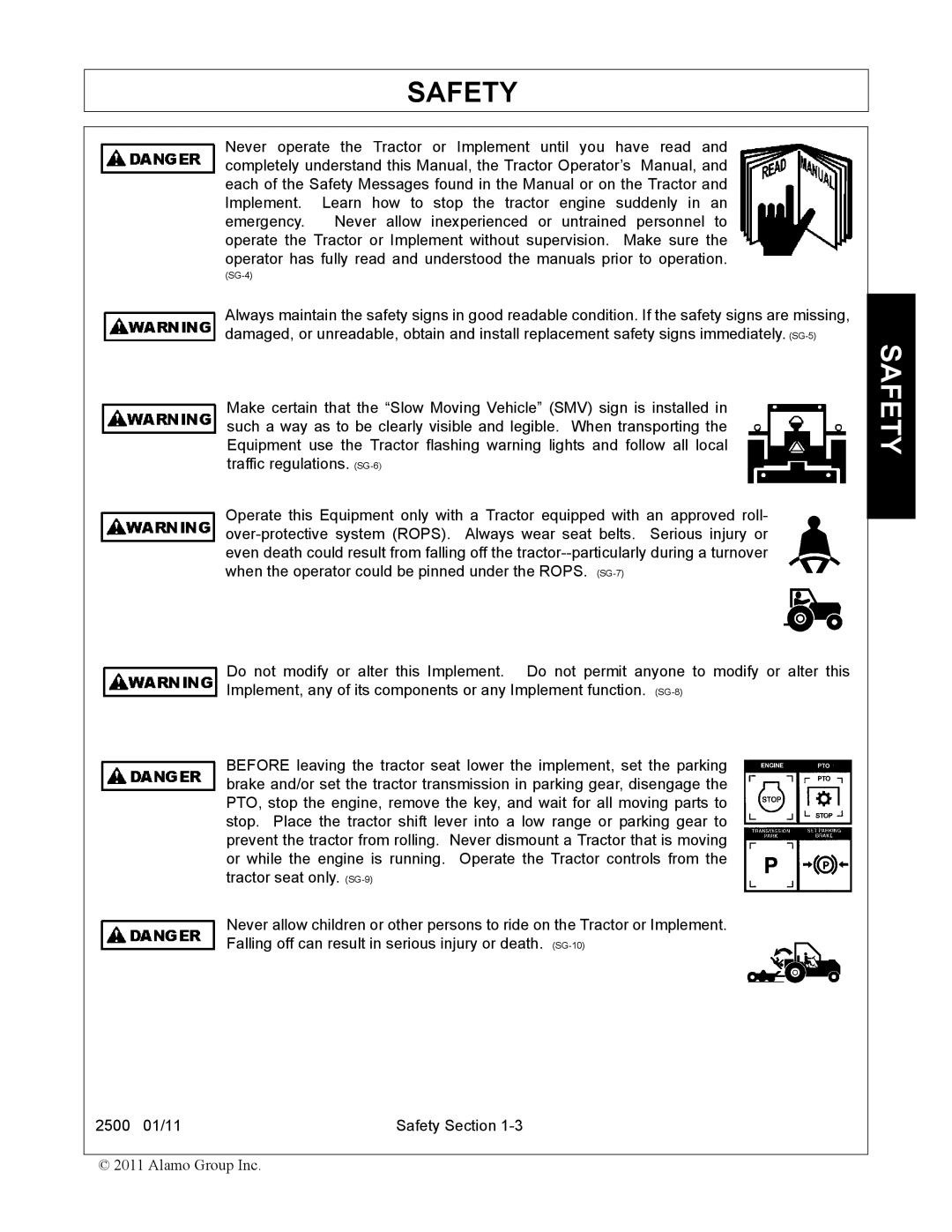 Alamo manual 2500 01/11 Safety Section 