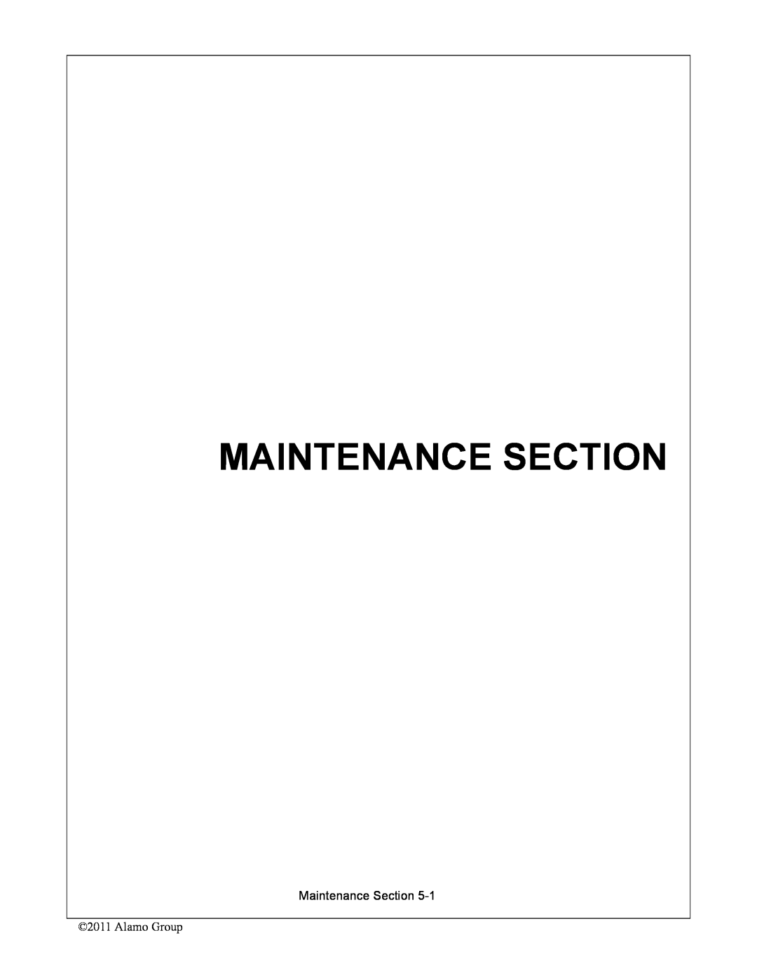 Alamo 272, 284, 260 manual Maintenance Section 