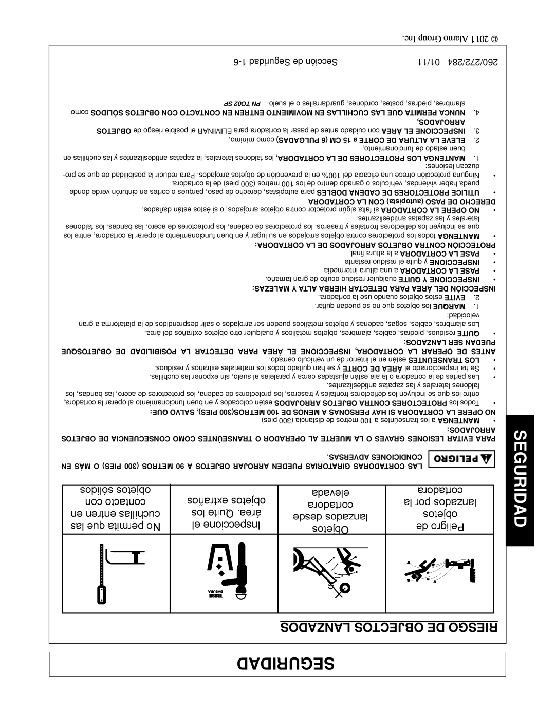 Alamo 272, 284 Lanzados Objectos De Riesgo, Seguridad, Arrojados, mínimo, como PULGADAS 6 CM 15 a CORTE DE ALTURA LA ELEVE 