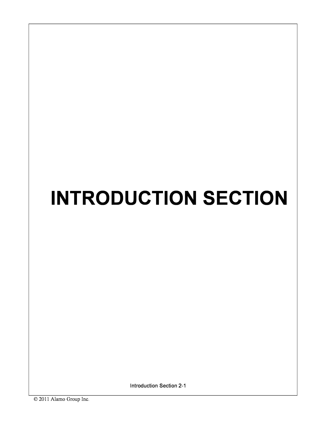 Alamo 272, 284, 260 manual Introduction Section 