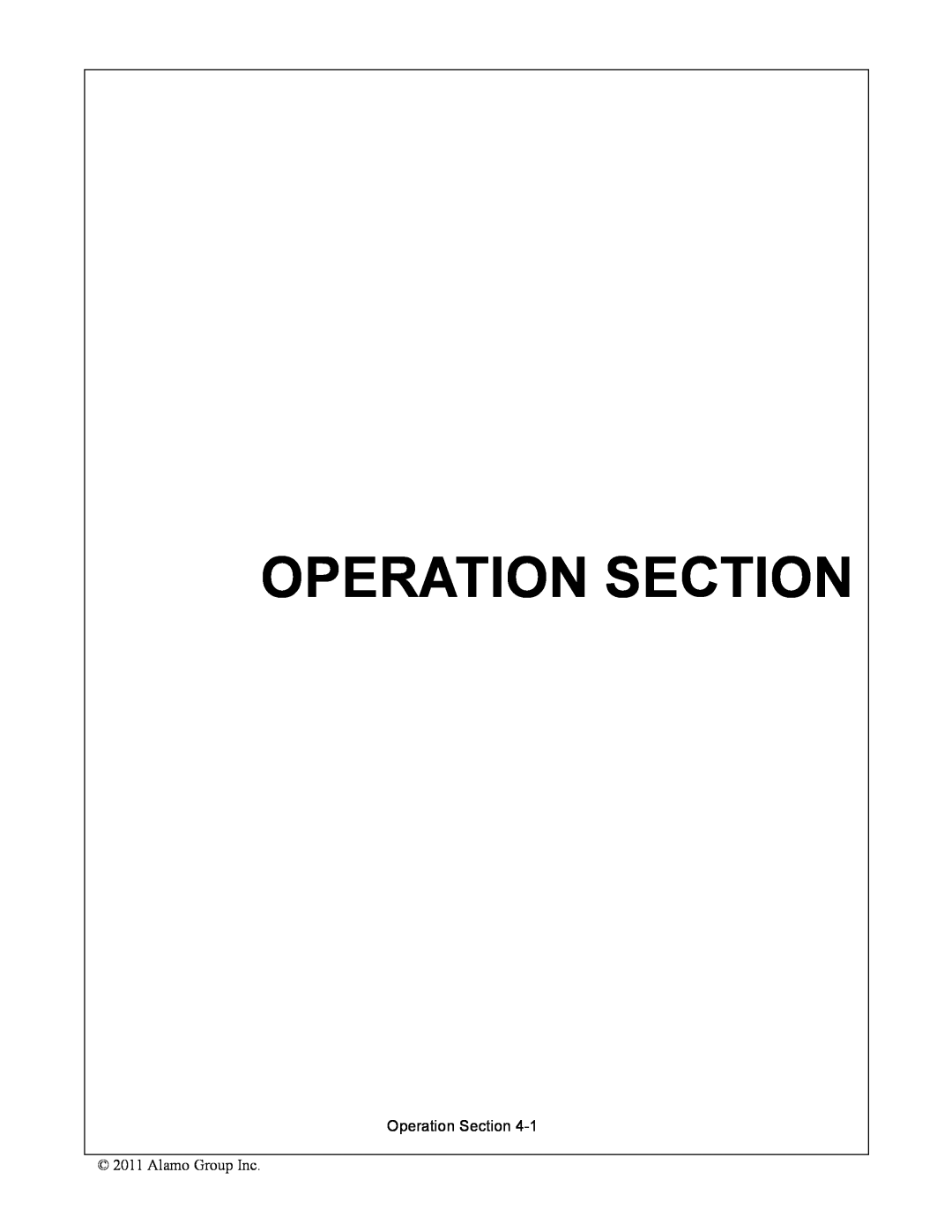 Alamo 272, 284, 260 manual Operation Section 