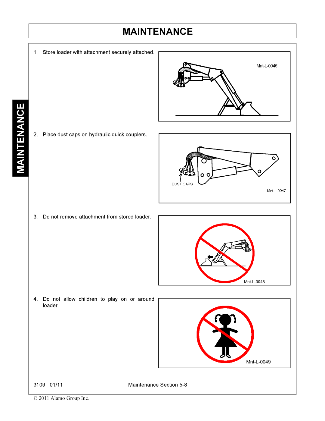 Alamo 3109 manual Maintenance 