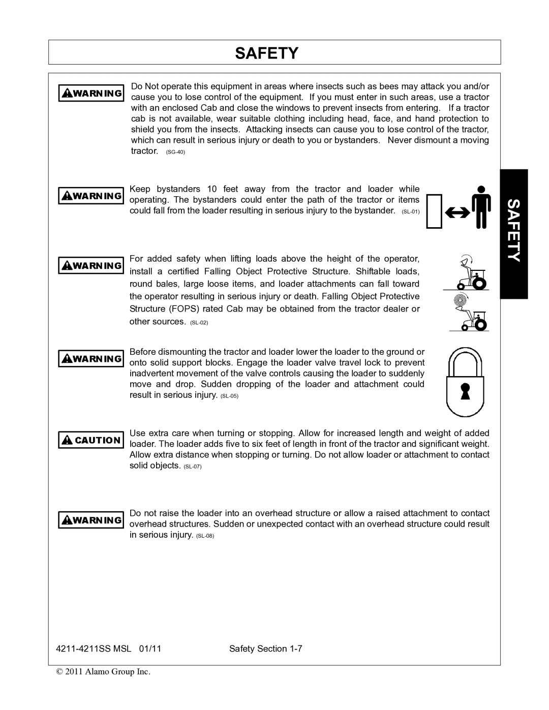 Alamo 4211 MSL manual Safety 