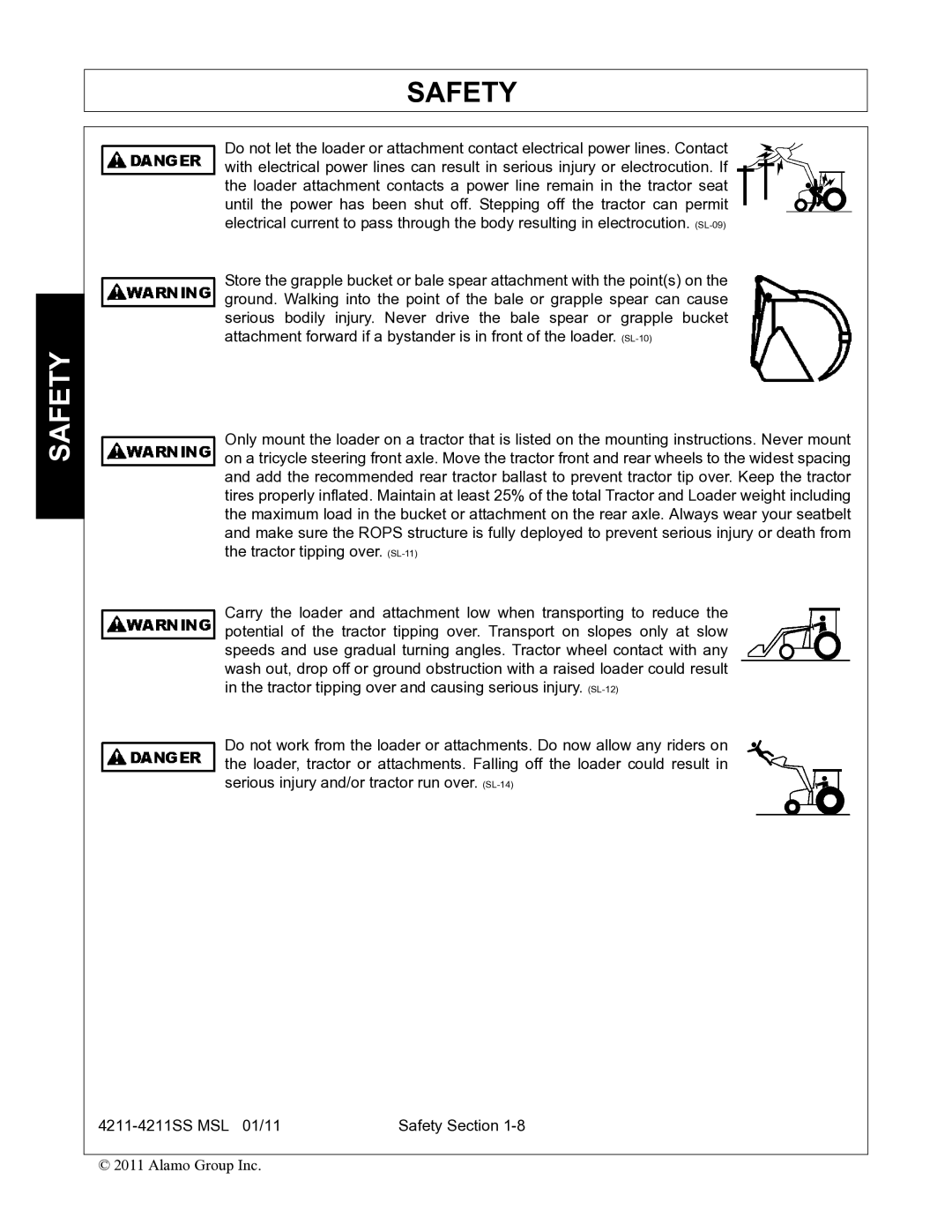 Alamo 4211 MSL manual Safety 