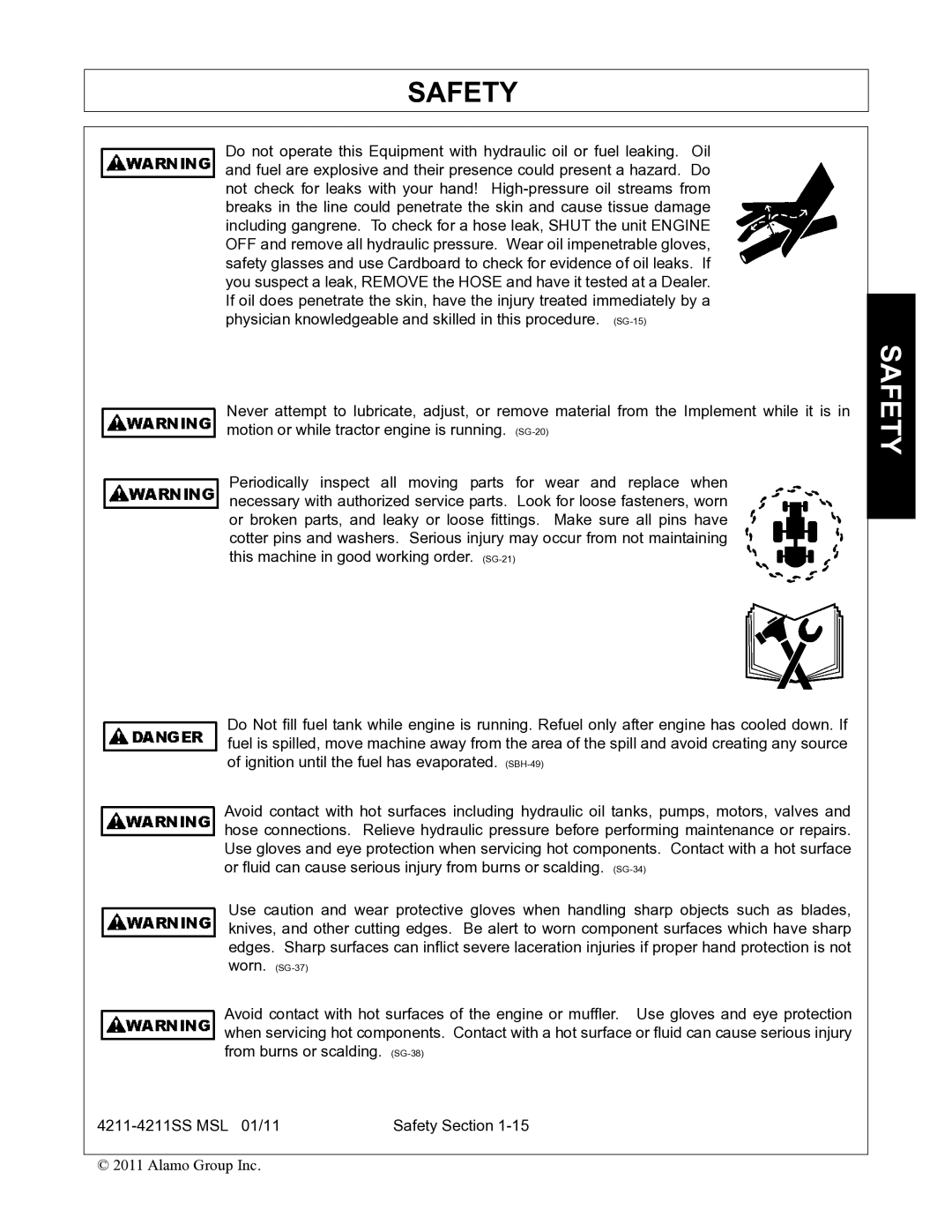 Alamo 4211 MSL manual Safety 