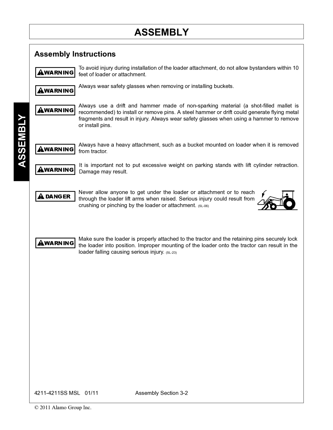 Alamo 4211 MSL manual Assembly Instructions 