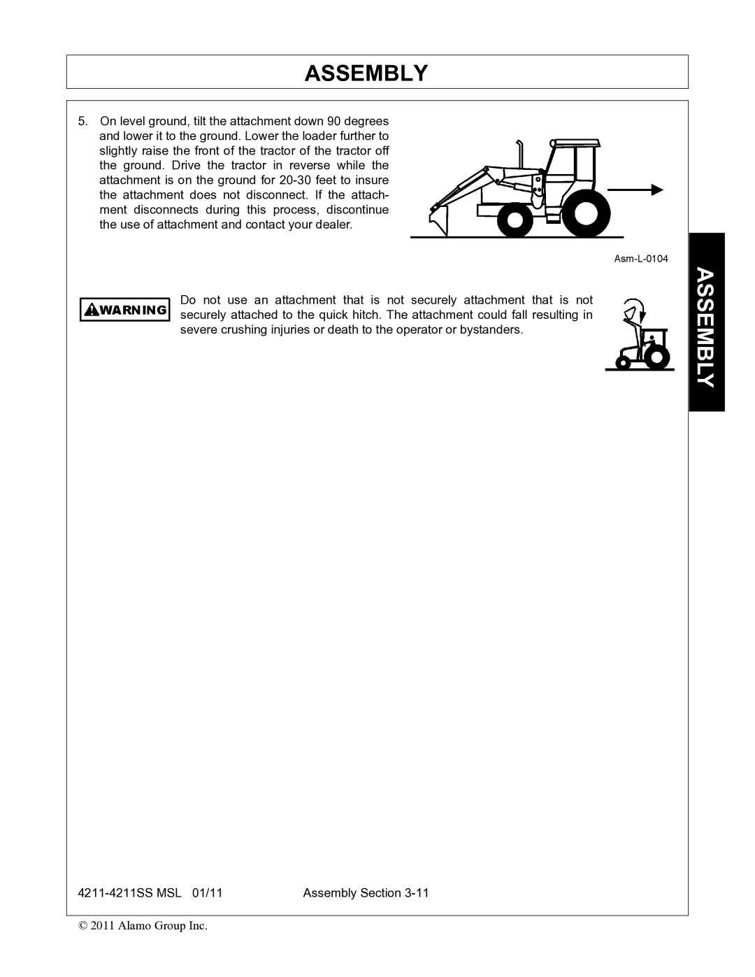 Alamo 4211 MSL manual Assembly 