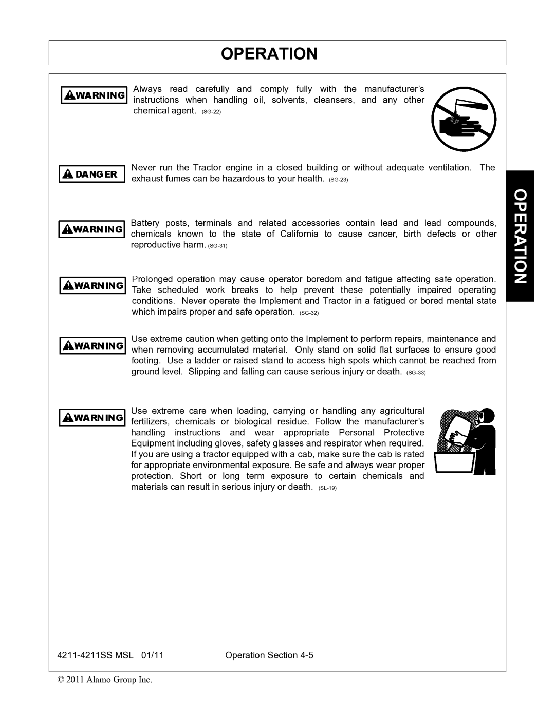 Alamo 4211 MSL manual Operation 