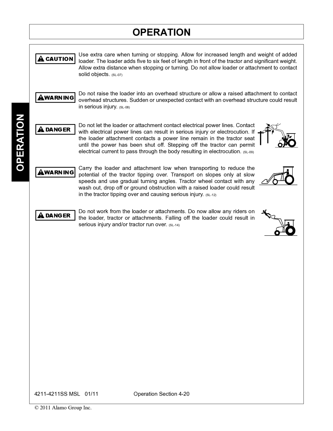 Alamo 4211 MSL manual Operation 