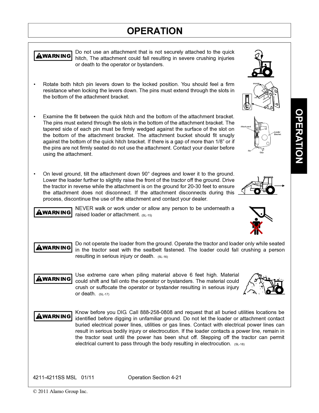 Alamo 4211 MSL manual Operation 