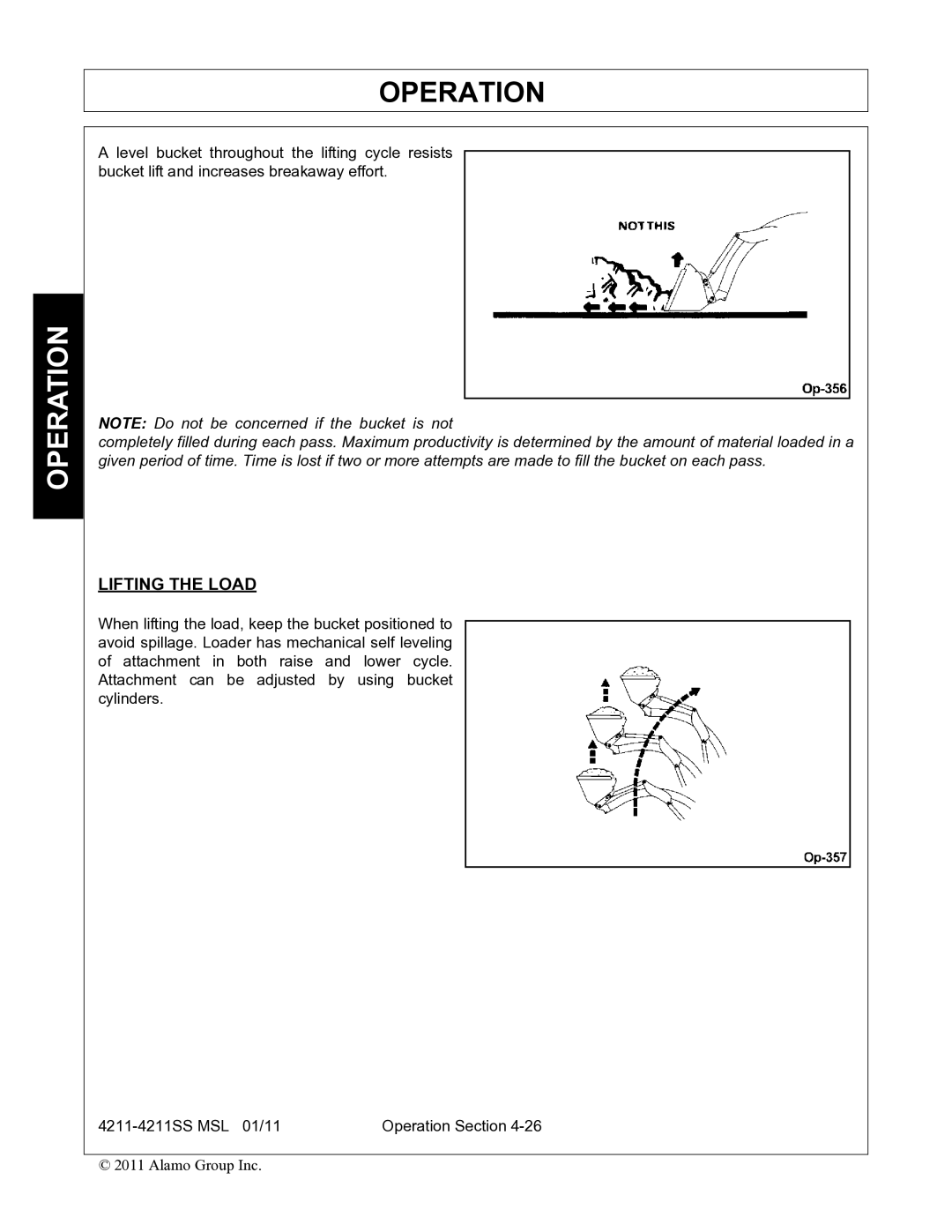 Alamo 4211 MSL manual Lifting the Load 