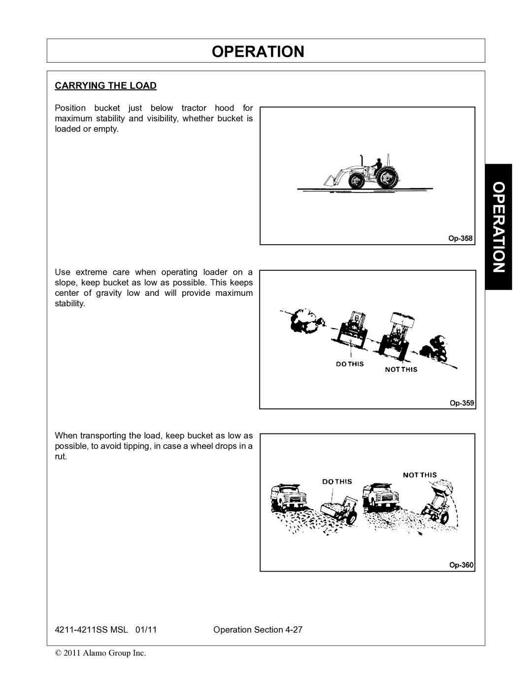 Alamo 4211 MSL manual Carrying the Load 