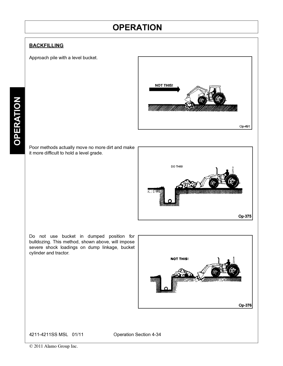 Alamo 4211 MSL manual Backfilling 