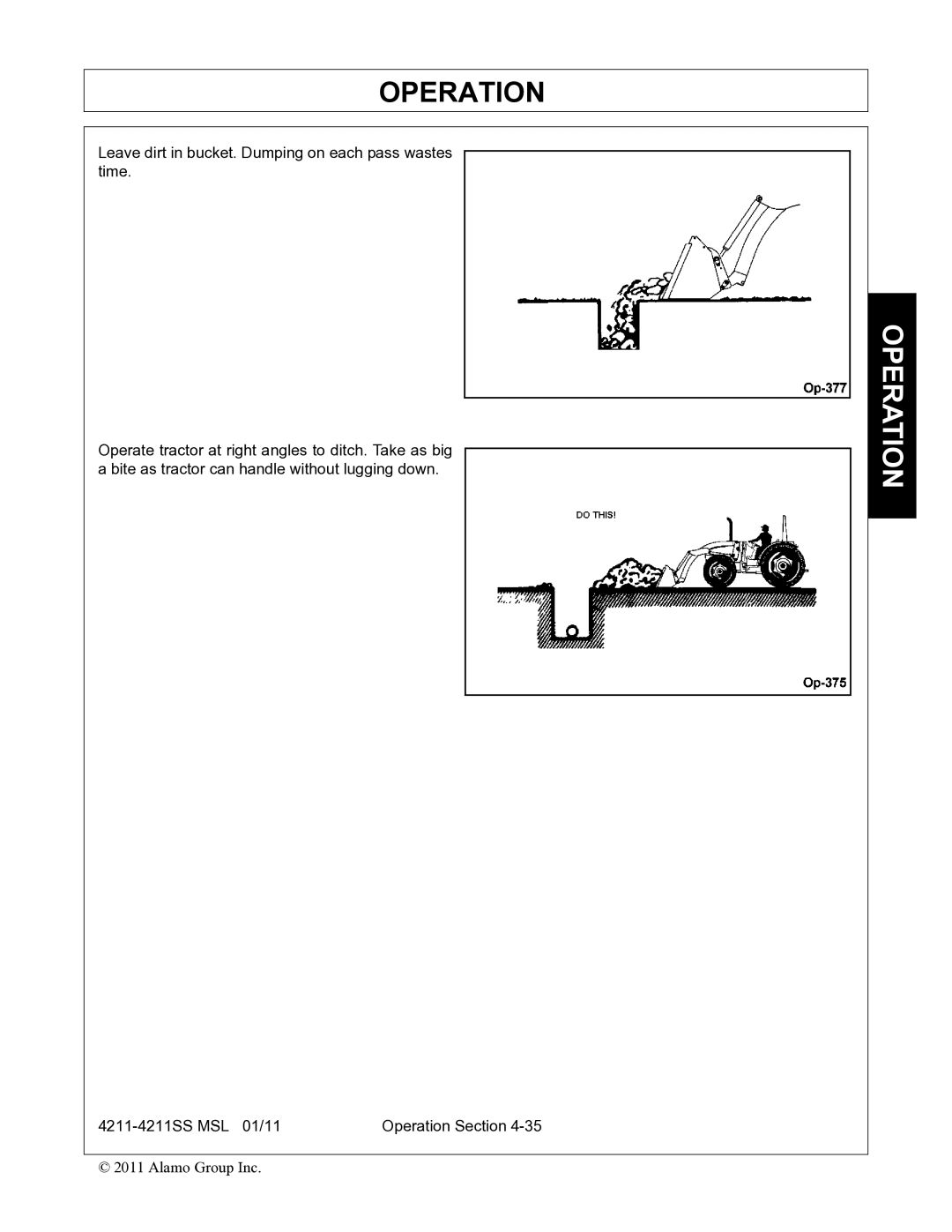 Alamo 4211 MSL manual Operation 