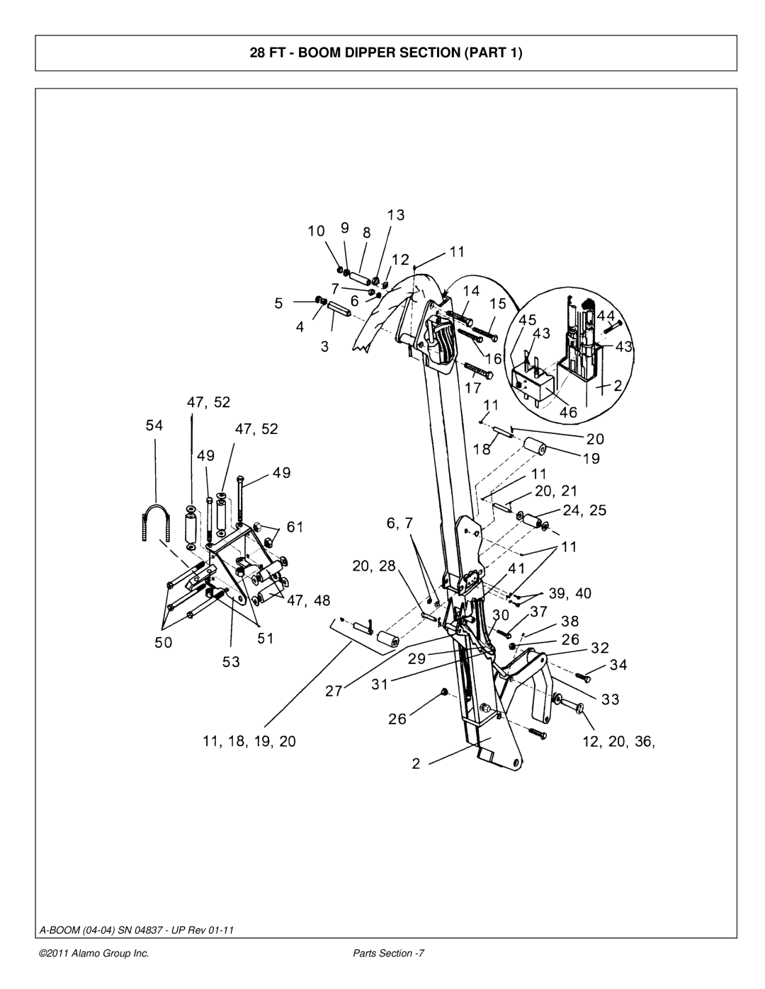 Alamo 4837 manual FT Boom Dipper Section Part 