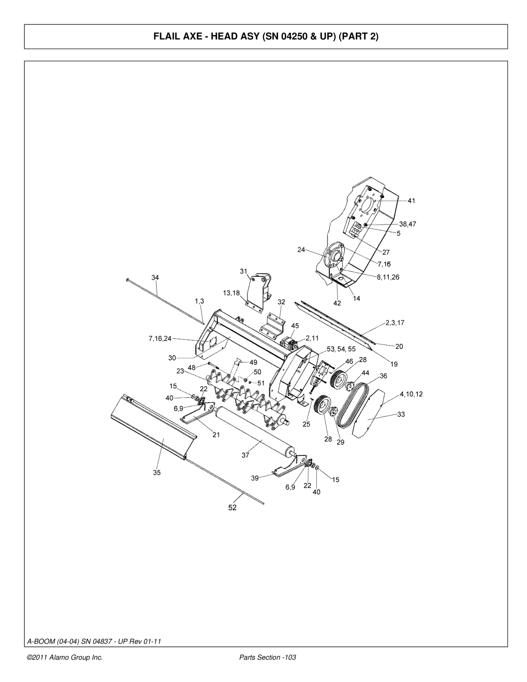 Alamo 4837 manual Flail AXE Head ASY SN 04250 & UP Part 
