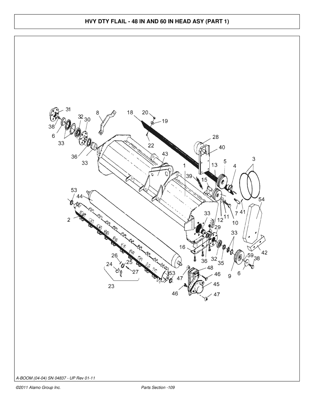 Alamo 4837 manual HVY DTY Flail 48 in and 60 in Head ASY Part 