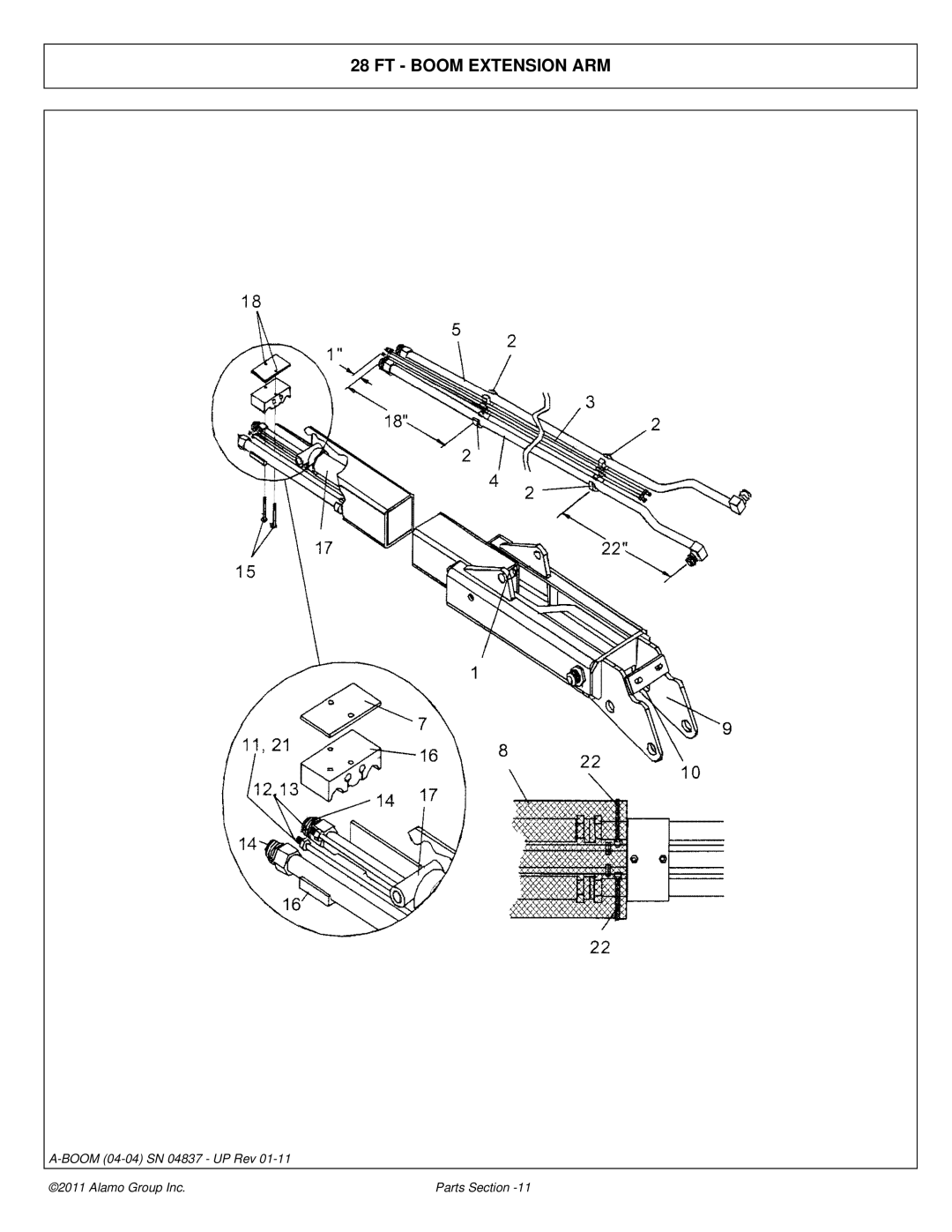 Alamo 4837 manual FT Boom Extension ARM 