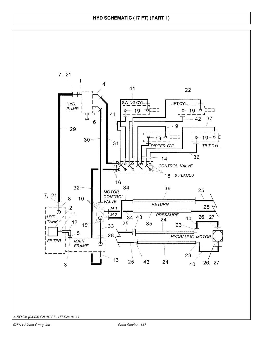 Alamo 4837 manual HYD Schematic 17 FT Part 