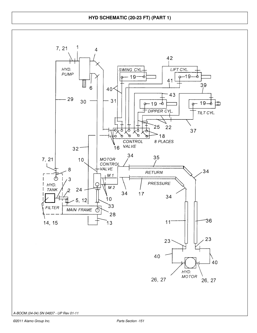 Alamo 4837 manual HYD Schematic 20-23 FT Part 