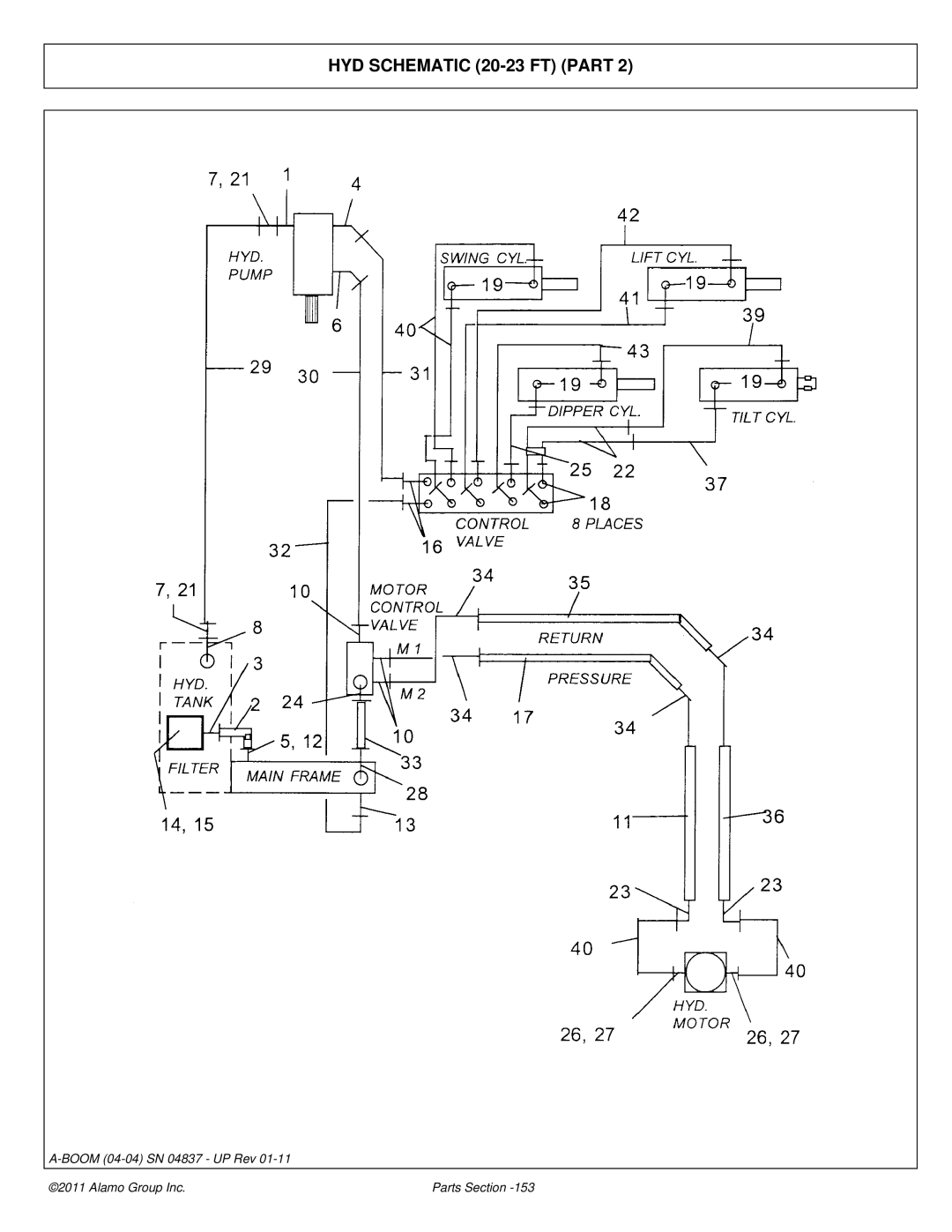 Alamo 4837 manual HYD Schematic 20-23 FT Part 