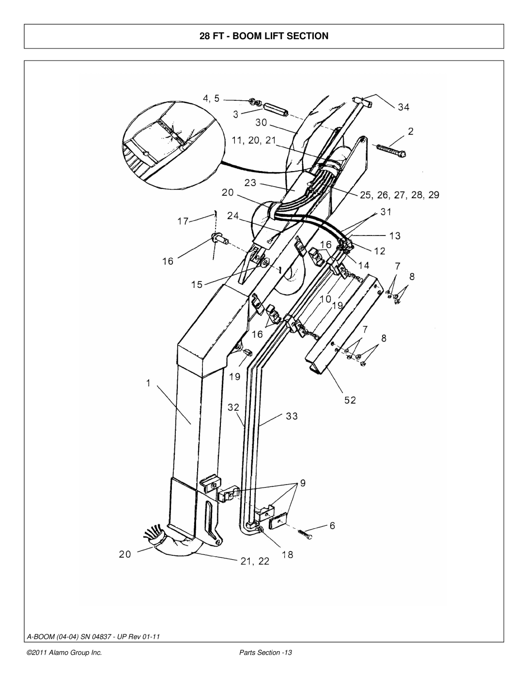 Alamo 4837 manual FT Boom Lift Section 