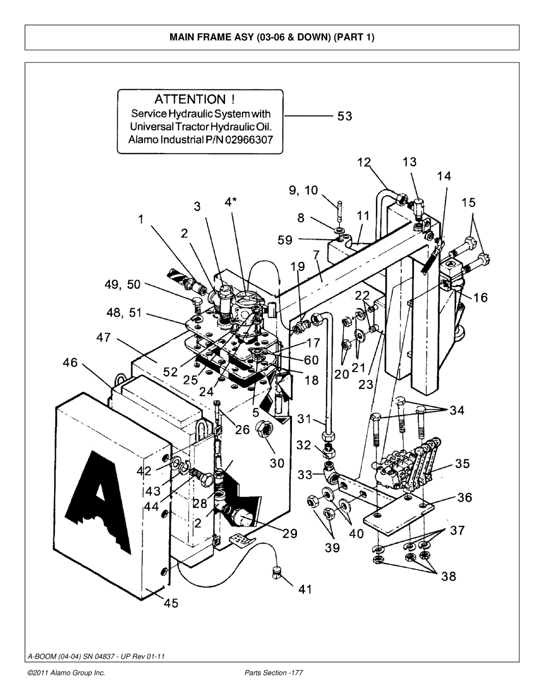 Alamo 4837 manual Main Frame ASY 03-06 & Down Part 