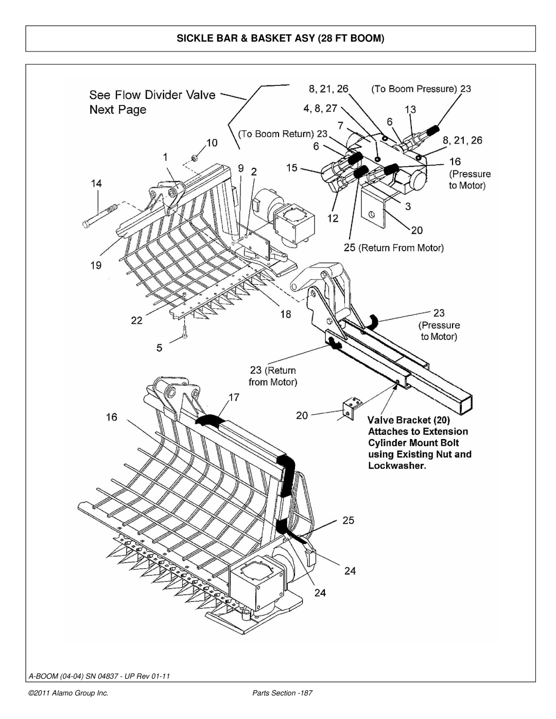 Alamo 4837 manual Sickle BAR & Basket ASY 28 FT Boom 