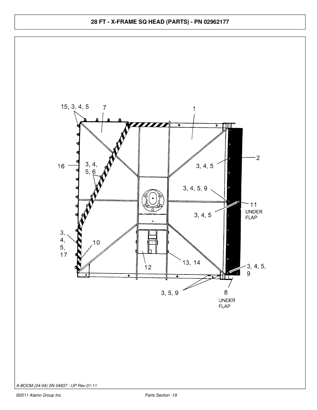 Alamo 4837 manual FT X-FRAME SQ Head Parts PN 