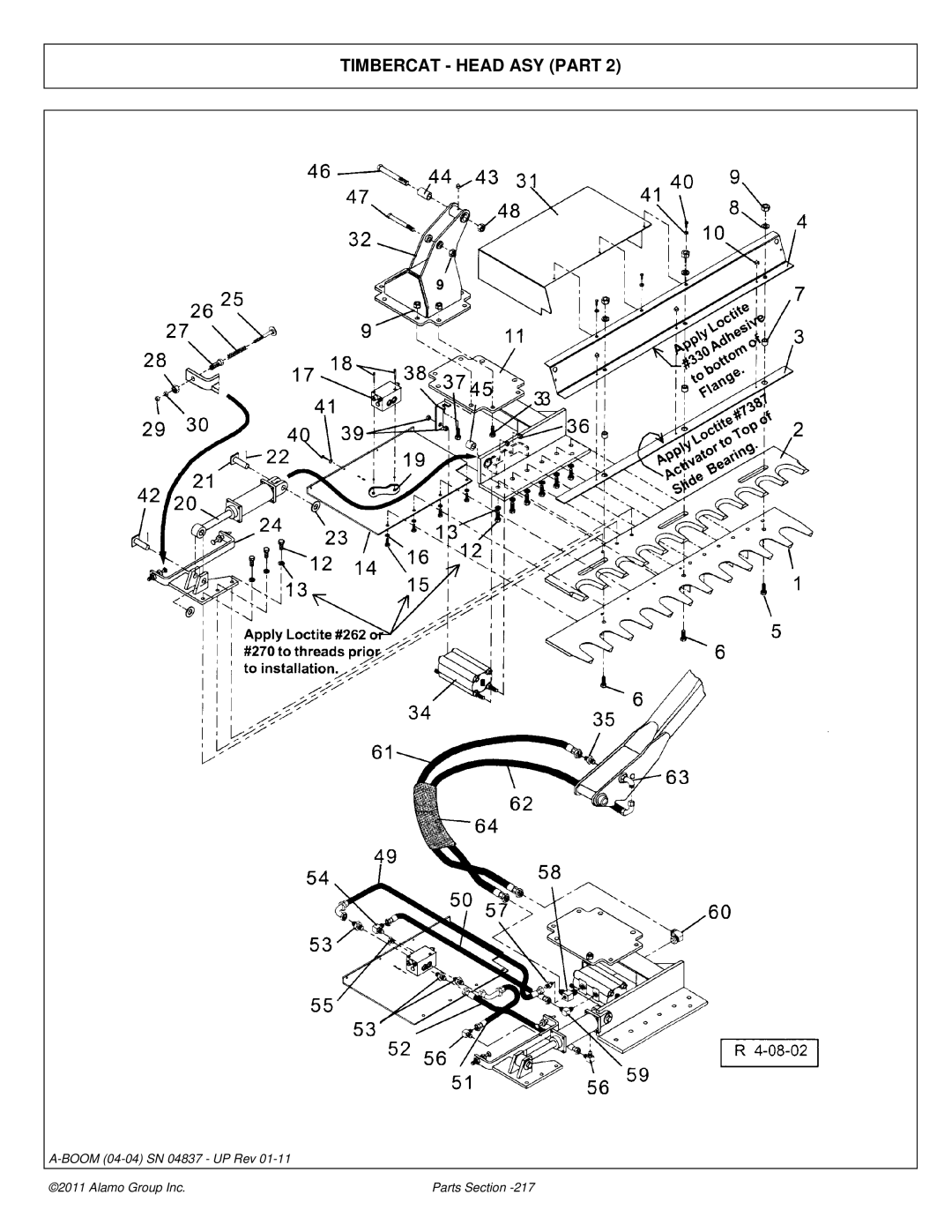 Alamo 4837 manual Timbercat Head ASY Part 