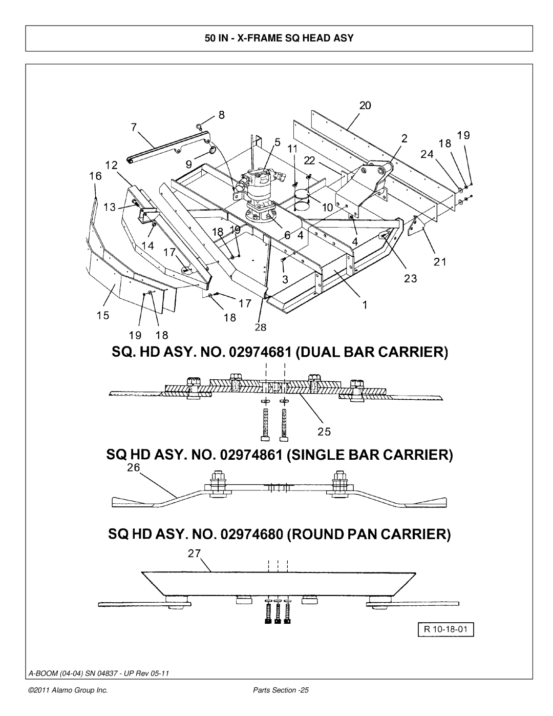 Alamo 4837 manual X-FRAME SQ Head ASY 