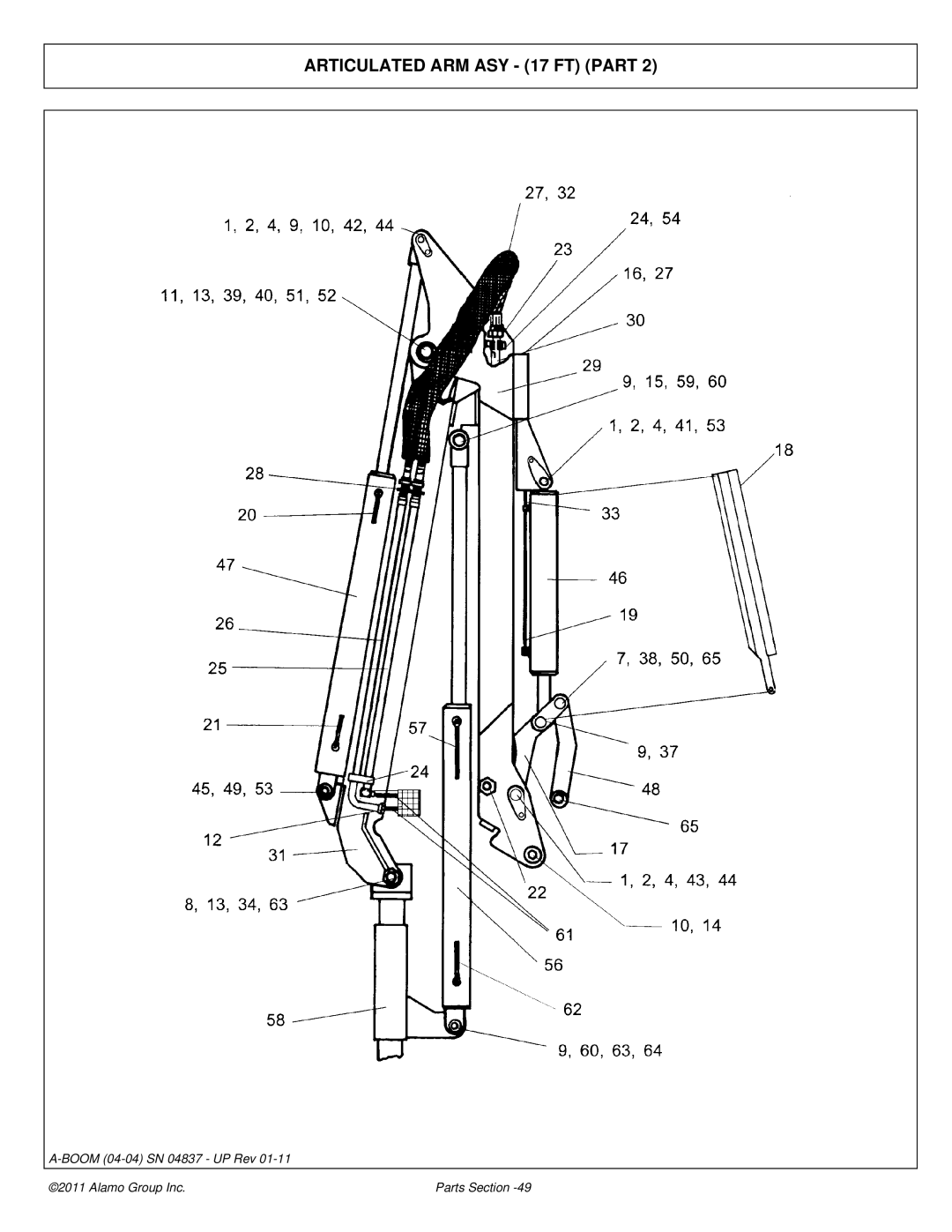 Alamo 4837 manual Articulated ARM ASY 17 FT Part 