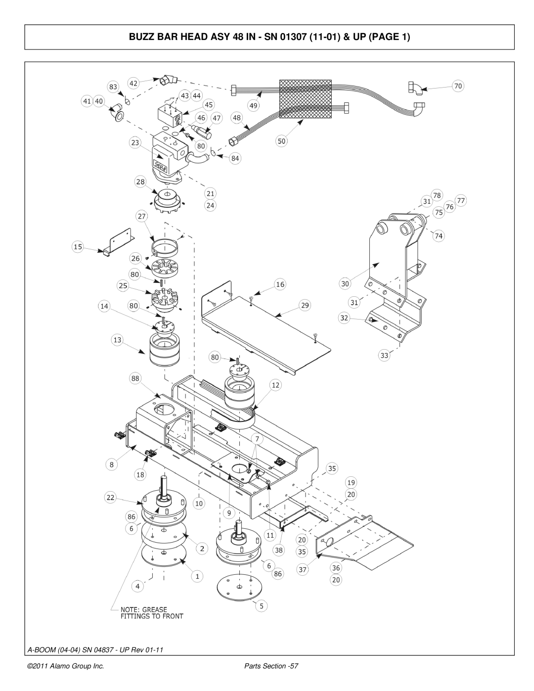 Alamo 4837 manual Buzz BAR Head ASY 48 in SN 01307 11-01 & UP 