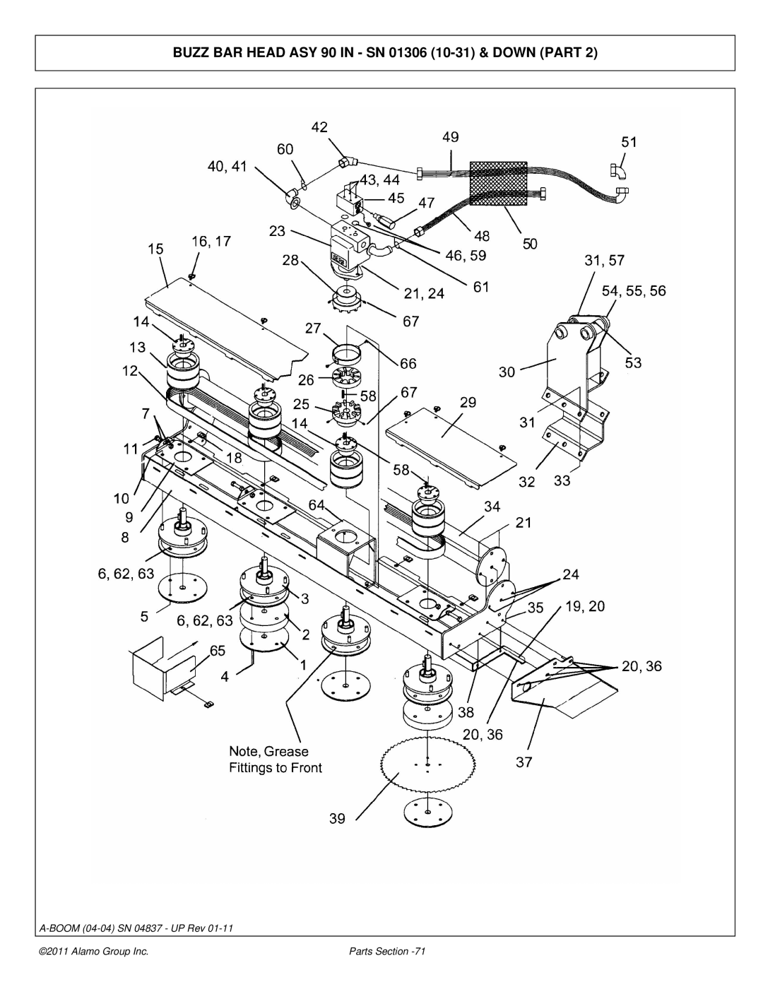 Alamo 4837 manual Buzz BAR Head ASY 90 in SN 01306 10-31 & Down Part 