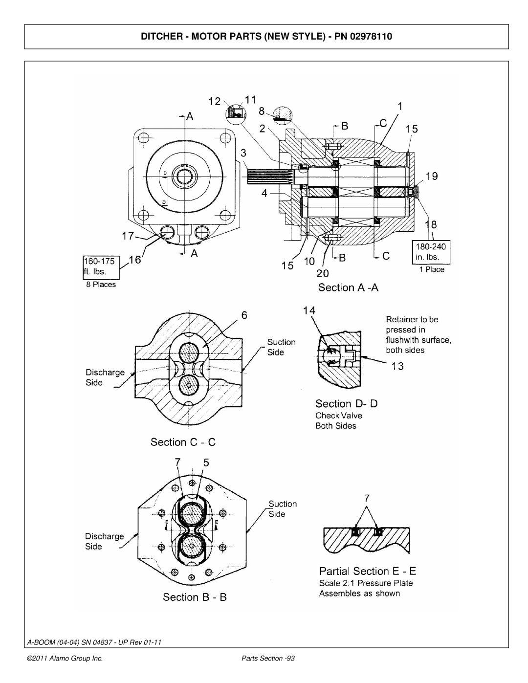 Alamo 4837 manual Ditcher Motor Parts NEW Style PN 